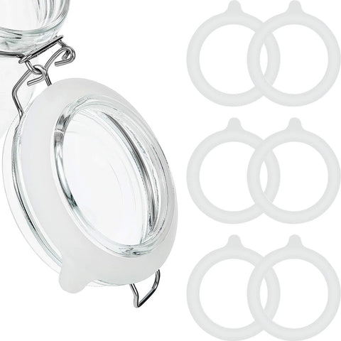 Outus 8-piece white 3.75-inch silicone jar gaskets for regular-mouth canning jars.