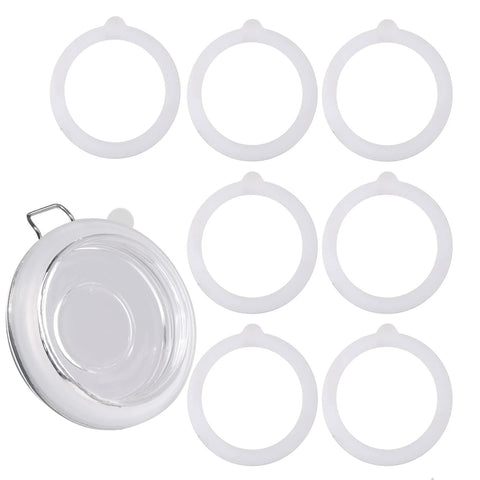 7-pack white silicone jar gaskets, 3.75-inch diameter, for canning Mason jars; Amazon brand