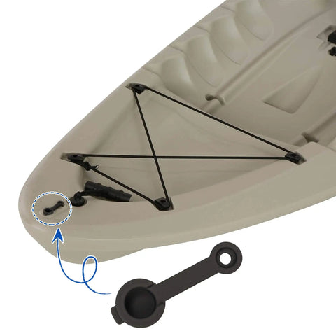 Kayak with installed 2 Pack Silicone Kayak Drain Plugs With Screws For Lifetime Fathom Amped Freestyle And Horizion Kayaks.