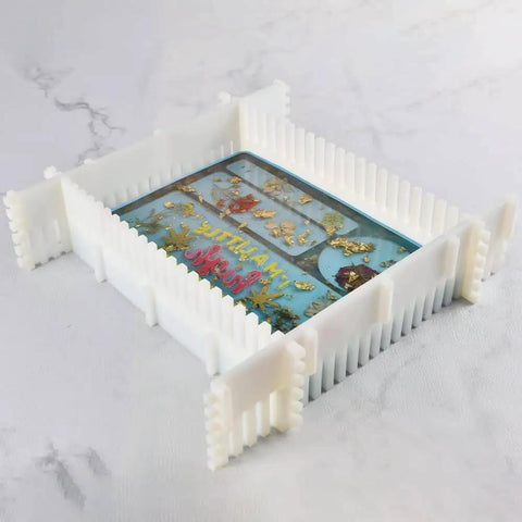 Adjustable Silicone Resin Mold Border Brackets 4 Pack For Mold Housing Flexible Border Holders securing resin mold