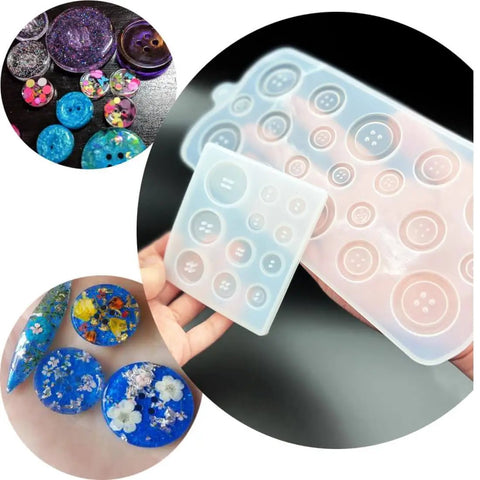 4 Pack Round Button Silicone Molds TuNan Set for Resin Casting in 7 Sizes 10mm to 30mm, showing flexible reusable molds