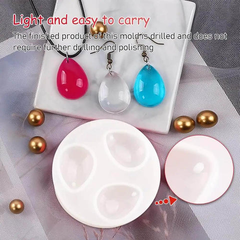 Water Drop Pendant Silicone Molds For Resin Casting Jewelry Making 2 Pack With Hole Easy Release Clear Shine Finish