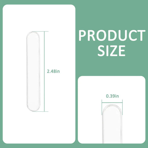 Silicone Anti Collision Pads 10 Pack 63mm By 10mm Transparent Stick On Wall Protectors with size dimensions shown.