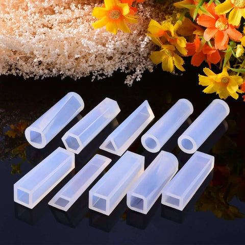 Resin Molds Silicone Pendant Mold Kit With 15 Shapes For DIY Jewelry Making And 100 Eye Screws Included on floral background