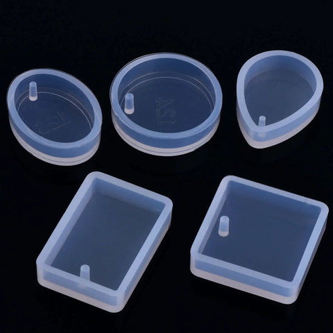 Resin Molds Silicone Pendant Mold Kit With 15 Shapes For DIY Jewelry Making And 100 Eye Screws Included round and oval molds
