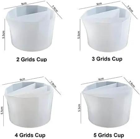 Resin Art Split Cup Set With Three Compartments Silicone Mixing Cups For Fluid Art And Acrylic Pouring Easy Pour Spout sizes
