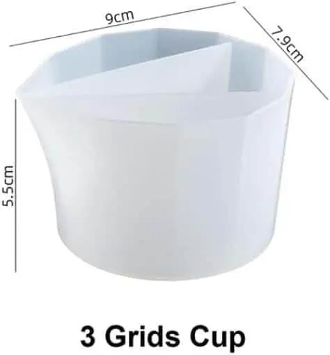 Resin Art Split Cup Set With Three Compartments Silicone Mixing Cups For Fluid Art And Acrylic Pouring, 3 grids, white cup