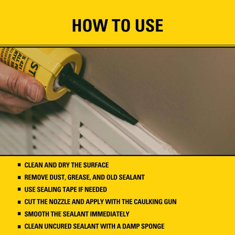 Applying All Purpose RTV Silicone Sealant White Caulk 12 Pack 100 Percent Waterproof Industrial Grade on bathroom molding
