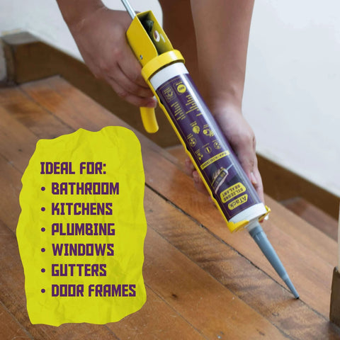 Black Silicone Sealant Caulk One Hundred Percent RTV Waterproof Flexible Sealant For Indoor Outdoor Use application on stairs