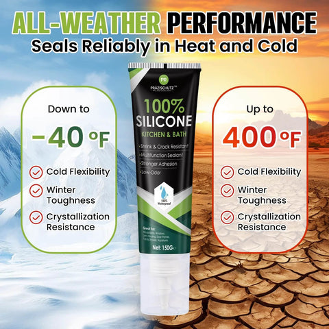 Pro-Grade RTV Silicone Sealant, 100 Percent Silicone, Waterproof, strong adhesion and durable, tube against hot and cold background
