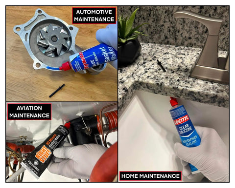 Anti-Clog Dispenser Caps For RTV Silicone Sealant 3oz Flexible Tubes used in automotive, aviation, and home maintenance applications.