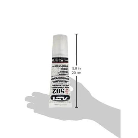Food Grade Silicone Sealant, White, 2.8 Oz Squeeze Tube with dimensions, shown in hand for scale