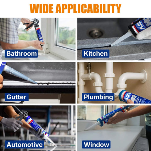 Heavy Duty Black Silicone Sealant For Permanent Waterproofing And Heat Resistance, 100 Percent RTV Caulk application in various settings