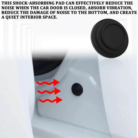 Durable silicone door shock absorbers deliver quiet, cushioned close to protect paint and panels; self-adhesive pad installed on car
