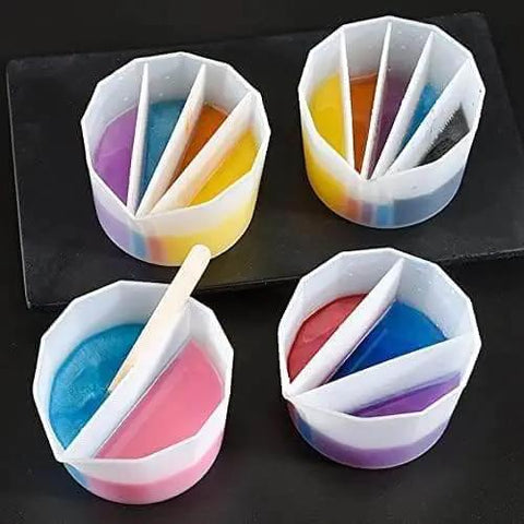 Resin Art Split Cup Set With Three Compartments Silicone Mixing Cups For Fluid Art And Acrylic Pouring Easy Pour Spout For Precise Drip Free Pouring