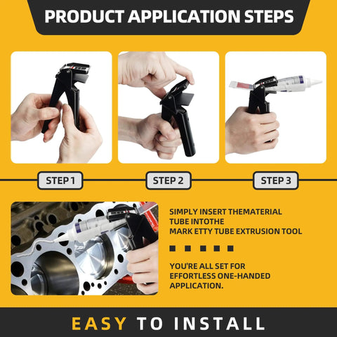 Step-by-step guide using Silicone Tube Squeezer Tool For RTV Tubes, 2.5 Inch Easy Grip Dispenser, with engine application.