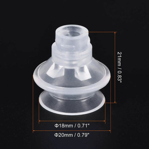 Heavy Duty Silicone Vacuum Suction Cup 2 Pack With Gasket, 4Mm ID X 18Mm OD, clear bellows sucker pad with size measurements