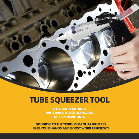 Silicone Tube Squeezer Tool For RTV Tubes, 2.5 Inch Easy Grip Dispenser applying sealant on metal engine block