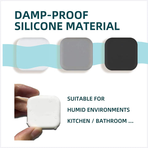 Silicone Door Stop Wall Protector Bumper Self Adhesive Noise Reduction Shield for Doors, white, showing damp-proof material and use in kitchen.