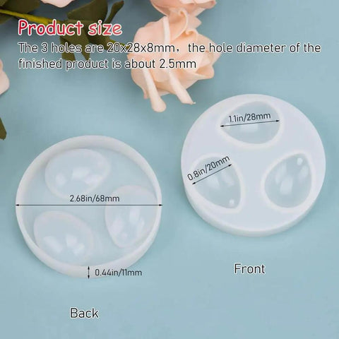 Water Drop Pendant Silicone Molds For Resin Casting Jewelry Making 2 Pack With Hole Easy Release Clear Shine Finish, front and back view