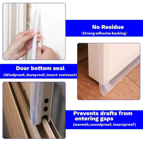 Silicone Weather Stripping Seal Door Tape 16.5 Feet Strip Bottom Draft Insulation Stopper Weatherproof Soundproof installation
