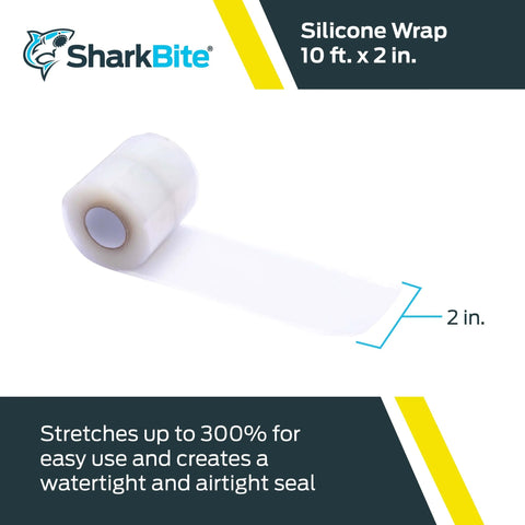 Non Adhesive Self Fusing Silicone Pipe Wrap Tape For Push To Connect Brass Plumbing Fittings Protecting Against Ground Contaminants And Ready For Buried Installations Model 25406A, 10 ft roll, 2 in wide