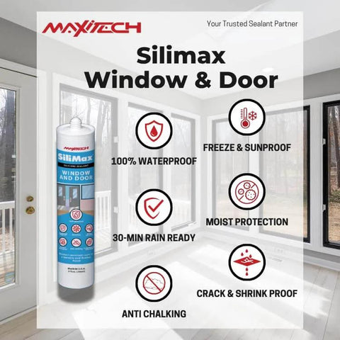 Premium 100 Percent Silicone Caulk For Windows And Doors White Weatherproof RTV Sealant For Indoor And Outdoor Use cartridge image