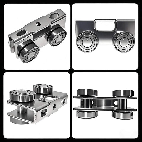 ANDUSTRIAL - 4 Bearing Trolley Assembly Roller With Eye Loop/Hook