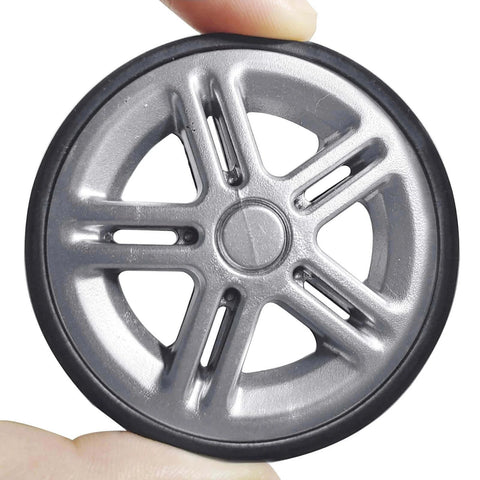Luggage Suitcase Replacement Wheels Wear Resistant Silent Swivel Casters Repair Kit Silver 55mm close-up view showing rubber wheel.