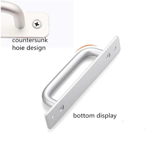 Pack Of 2 Aluminium Alloy Sliding Barn Door Handles And Cabinet Pulls, Durable Silver Drawer Knobs, countersunk hole design