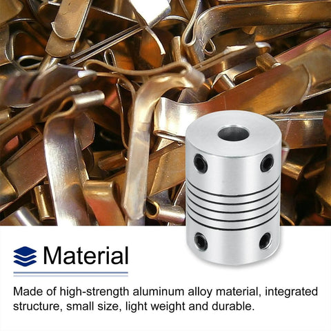 2Pcs 4mm to 4mm Aluminum Alloy Shaft Coupling L25xD19 Flexible Coupler Beam for 3D Printer CNC Machine DIY Encoders and Motors Shaft, Silver, showing high-strength material and durable design.