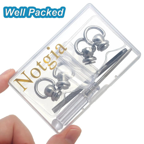 4 Pieces D Rings For Brass Rivets Rotatable 360 Degree Strap Hardware Ball Button Studs Chicago Screws Silver in package