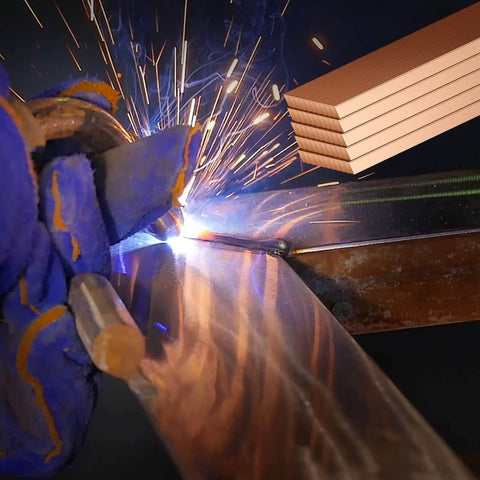 Sparks flying during welding with 40 Pack Fifteen Percent Silver Brazing Rods For Phos Copper Brazing Alloys AWS BCup 5.