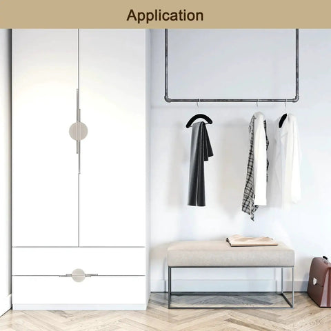 Two Pack Brushed Silver Semicircle Cabinet Pulls With Two And A Half Inch Hole Centers on wardrobe doors in modern room