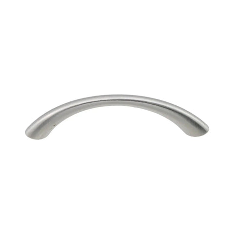 Silver Curved Drawer Handles Set Of 6 With Ergonomic Arch Design, image showing one handle in zinc alloy with a smooth finish.
