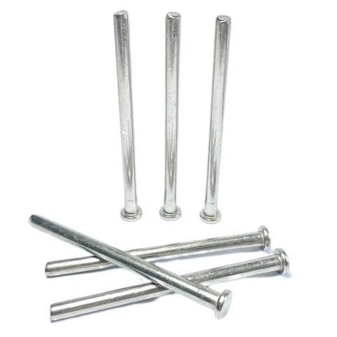 Six silver 6 Pack 3.5 Inch Interior Door Hinge Pins for doors replacement with screws on a white background