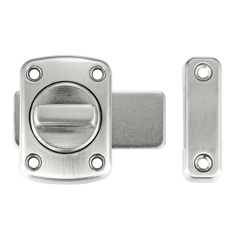Brushed Silver Rotate Bolt Gate Latches Kit For Doors Cabinets Windows And Pet Doors, zinc alloy, antique style, front view