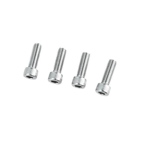 Close-up of four metal bolts from the Oil Filter Block Adapter Kit AN10 For RB20 RB25 RB26 RB30 Engines Heavy Duty Design.