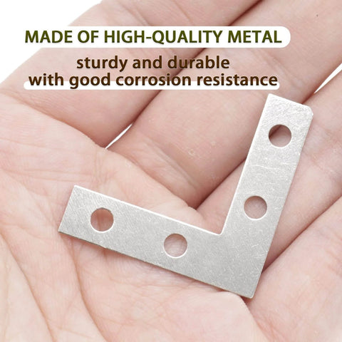 ✝️ 40 Pack Silver L Corner Brackets, 1.5x1.5inch Small Decorative Iron Corner Braces for Wood, Metal Flat Bracket Braces close-up