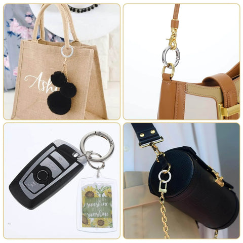 4 Pack Silver Metal O Ring Set For Purses And Handbags, Keys And Carabiners, 1 Inch Inner Diameter, attached to bags and keys