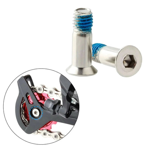 Close-up of 2Pcs Silver Wheel Pulley Bolt, Rear Derailleur Pulley Bolt Anti Screws Fasteners for Road Bike Replacement Derailleurs and Parts