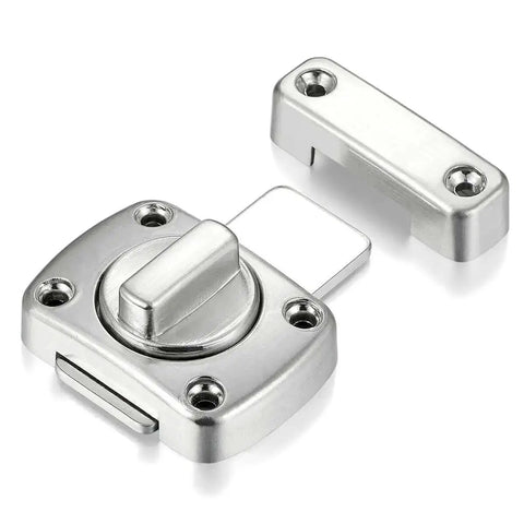 Brushed Silver Rotate Bolt Gate Latches Kit For Doors Cabinets Windows And Pet Doors, Safety Lock Hardware, front view