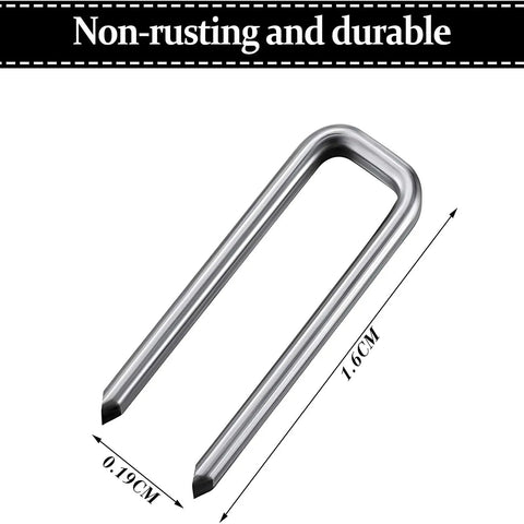 40 Piece Plantation Shutter Repair Kit With Replacement Louvers Staples For Window Blinds Tilt Rods Operable Silver Indoor Louver Staples Tools Repair, showing a silver staple with dimensions 1.6 cm by 0.19 cm.