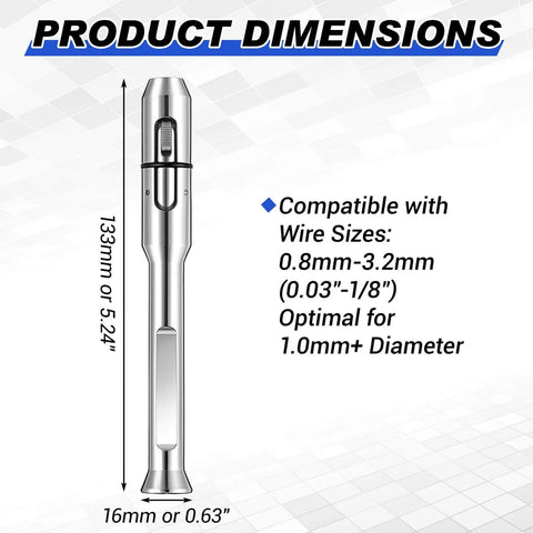 Dimensions of TIG Wire Feeder Pen For 1 32nd To 1 8th Inch Wires, Smooth, Precise Wire Delivery, Silver Zonon