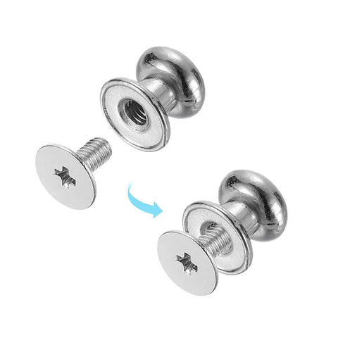 Ball Head Stud Rivet Set 4 5 6 7 8 Mm Head Diameter Back Screws 50 Pack Silver Tone Zinc Alloy Button Nipple Rivets for DIY