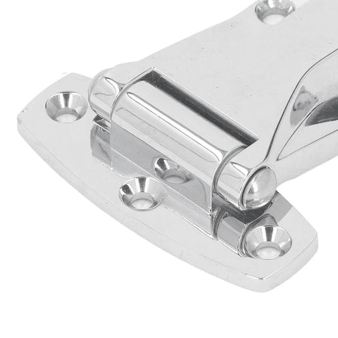 Close-up of Silver TYJH06 Toolbox Hinge Zinc Alloy Heavy Duty Toolbox Latch Hardware for Truck Toolboxes Trailer Doors.