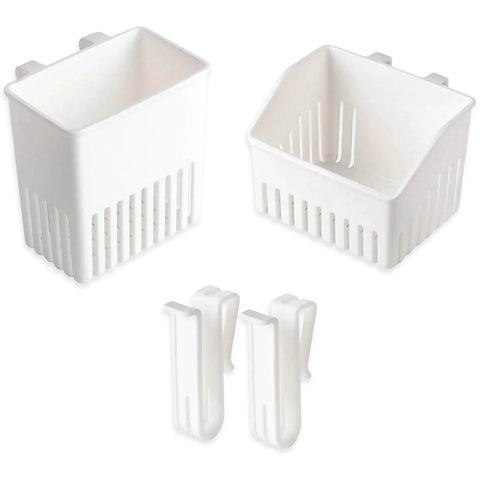 3 Pack Silverware Drying Basket, Silverware Drainer and Utensil Drainer set in white plastic with drainage holes