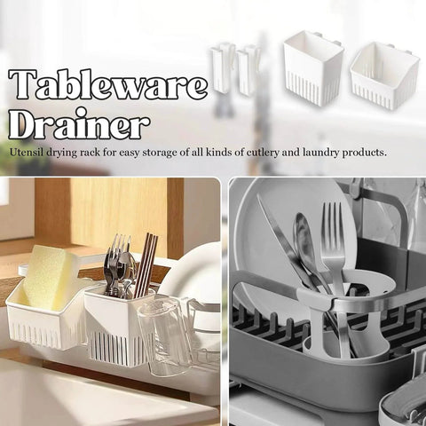 3 Pack Silverware Drying Basket with utensils in kitchen setup