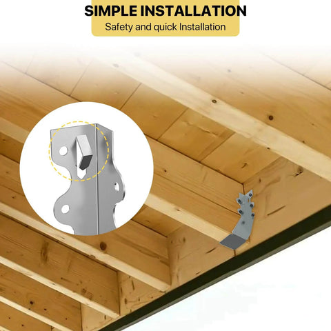 ✝️ 25 pcs 2x6 Joist Hanger,LU26 20 Gauge Double Shear Face Mount Joist Hanger,Hurricane Ties for Rafters Tie Brackets installed view