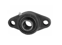 Front view of 1-Pack 1 in 2-Bolt Flange Sealed Ball Bearing UCFL205-16NPMZ20, Kanigen-treated insert, set-screw locking, nickel-plated housing